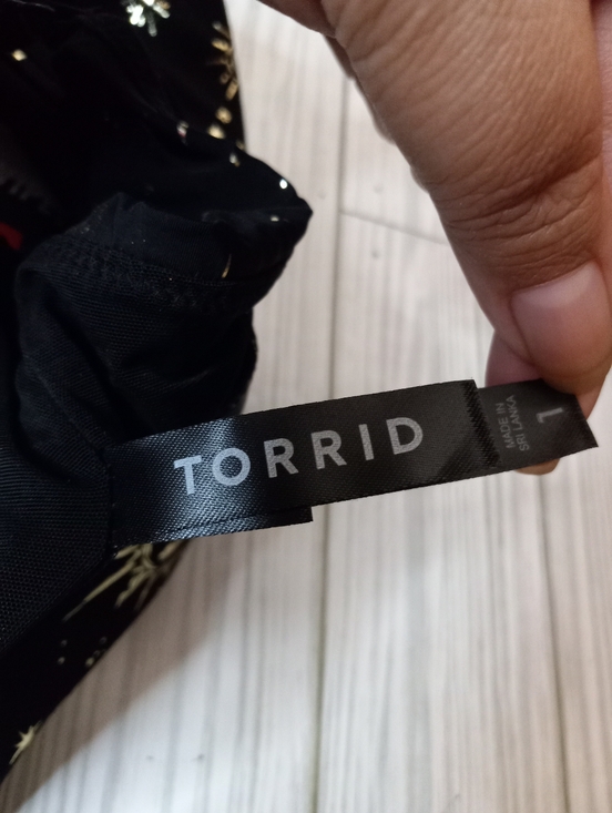 Torrid Black Celestial Metallic Gold Print Surplice Bralette - Picture 5 of 8